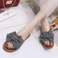 Women's Summer Outer Wear Slippers Beach Flat Bottom Beef Tendon Soft Bottom Pregnant Women Sandals Bow Flip-flops Bathroom Slippers