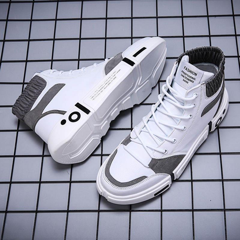 Plus Size 39-44 Summer Men High-top Leather Sneakers Anti-Slippery Breathable Basketball Shoes Non-slip Comfortable Running Shoes