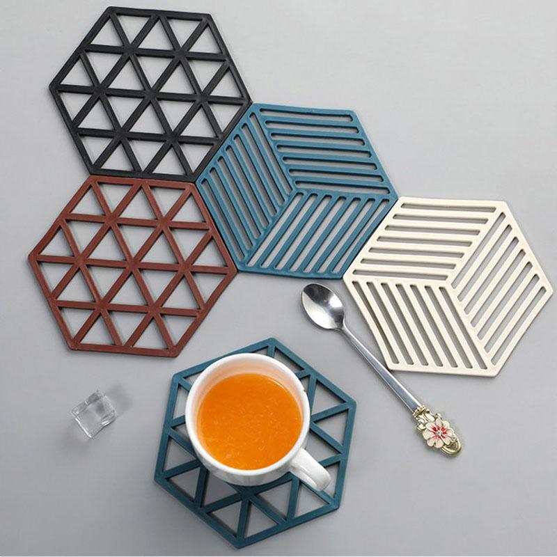 1/2/4/8pcs Household Geometric Shape Silicone Coaster High Temperature Resistant Table Mat Insulation Pad Anti-scald Coaster Non-slip Drink Coaster