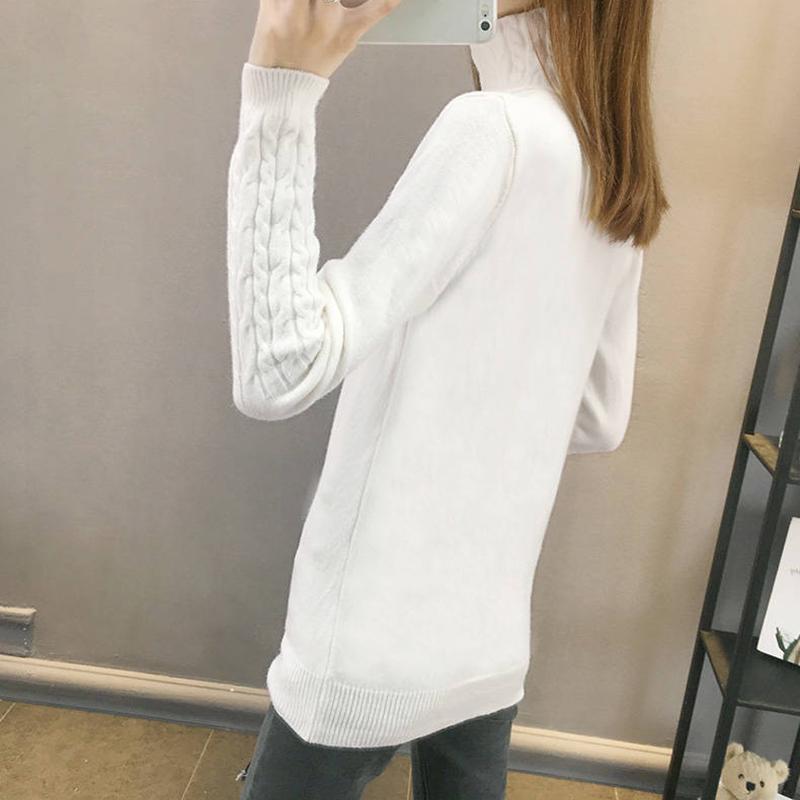 Pofulove Women Turtleneck Pullover Sweater Solid Basic twist Knitted long sleeves Sweater Jumper