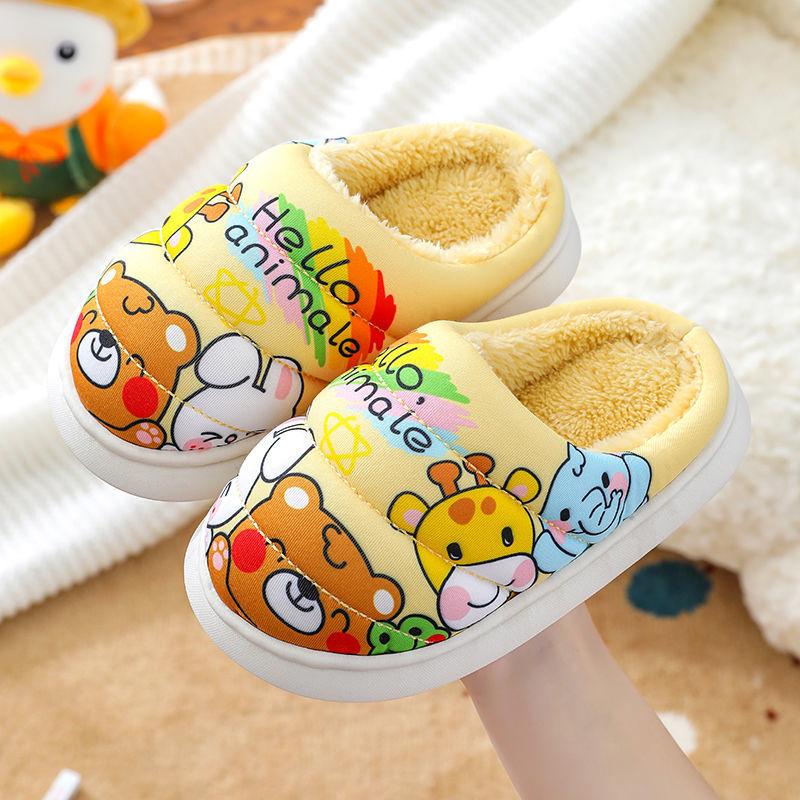 Children's Cartoon Cotton Slippers Autumn and Winter Warm Flat Shoes Indoor and Outdoor Non-slip Casual Slippers Light Soft Shoes