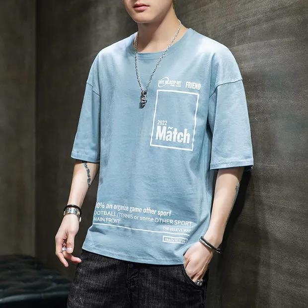 Men's Short-sleeved T-shirt Summer Loose Round Neck T-shirt All-match Top