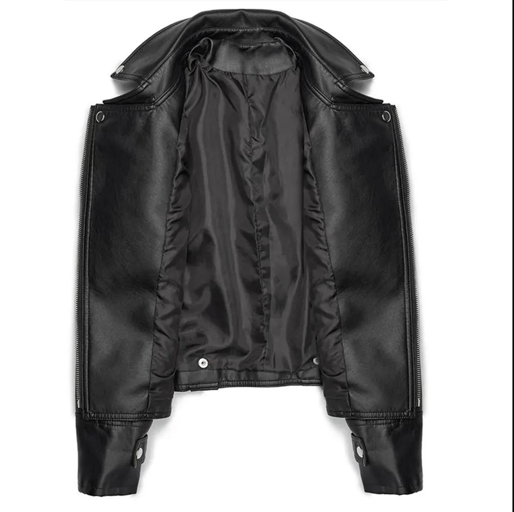 Women's Leather Jacket Women's 2021 Spring and Autumn Short Slim Washed PU Leather Jacket