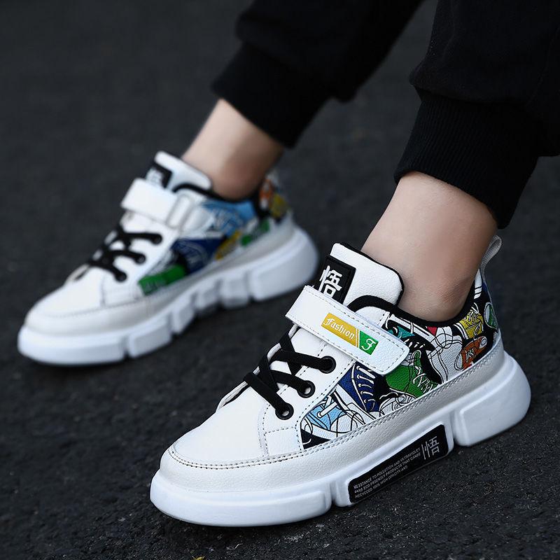 Casual Men's Single Shoes PU Leather Board Shoes White Shoes Waterproof Single Shoes Children's Shoes Low Top