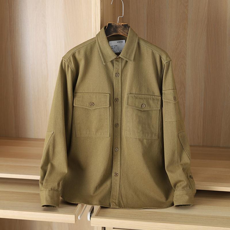 Men's Cotton Shirt Roving Twill High-end Fabric Top Retro Tooling Fashion Trend Jacket