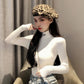 Pofulove sweater with black sweater long sleeve turtleneck top core yarn base shirt ladies winter