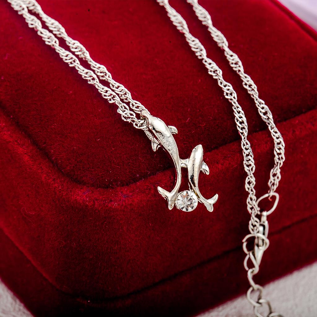 Fashion Joker Item Diamond Dolphin Necklace Clavicle Chain Jewelry