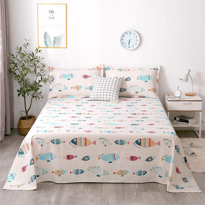 Three-piece Suit One Bed Sheet Two Pillowcases Home Textiles Coarse Cloth Cotton Fabric Sweat-absorbent Breathable Warm Washable