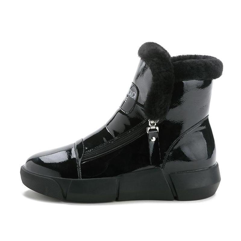 Girls Winter Snow Boots Knight Leather White Martin Boots Thick-soled Mid-tube Boots Short Boots Large Size Flat Cotton Boots