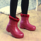 Plus Velvet Ladies Snow Boots Non-slip Warm Waterproof Rain Boots One Shoe Laundry Car Wash Kitchen Work Boots