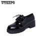 British Style Shoes Woman Lace Up Leather Derby Shoes Ladies Oxford Platform Shoes Wedges