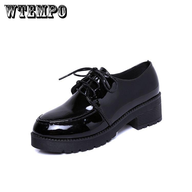 British Style Shoes Woman Lace Up Leather Derby Shoes Ladies Oxford Platform Shoes Wedges