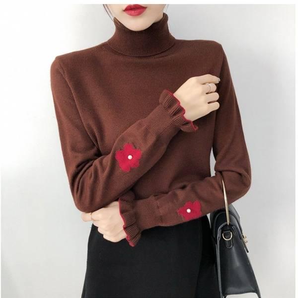 Turtleneck Sweet Jacquard Sweater Women's Autumn and Winter Base Long-sleeved Sweater