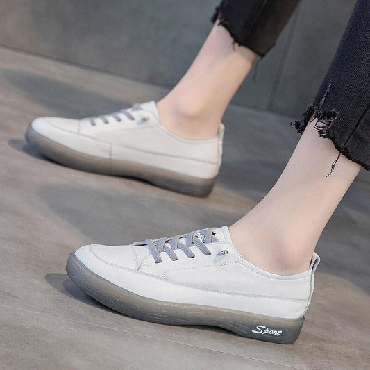 Loafers Ladies Genuine Leather Large Size Spring Lace-up White Shoes Women Fashion Casual Soft Sole Flat Shoes Women