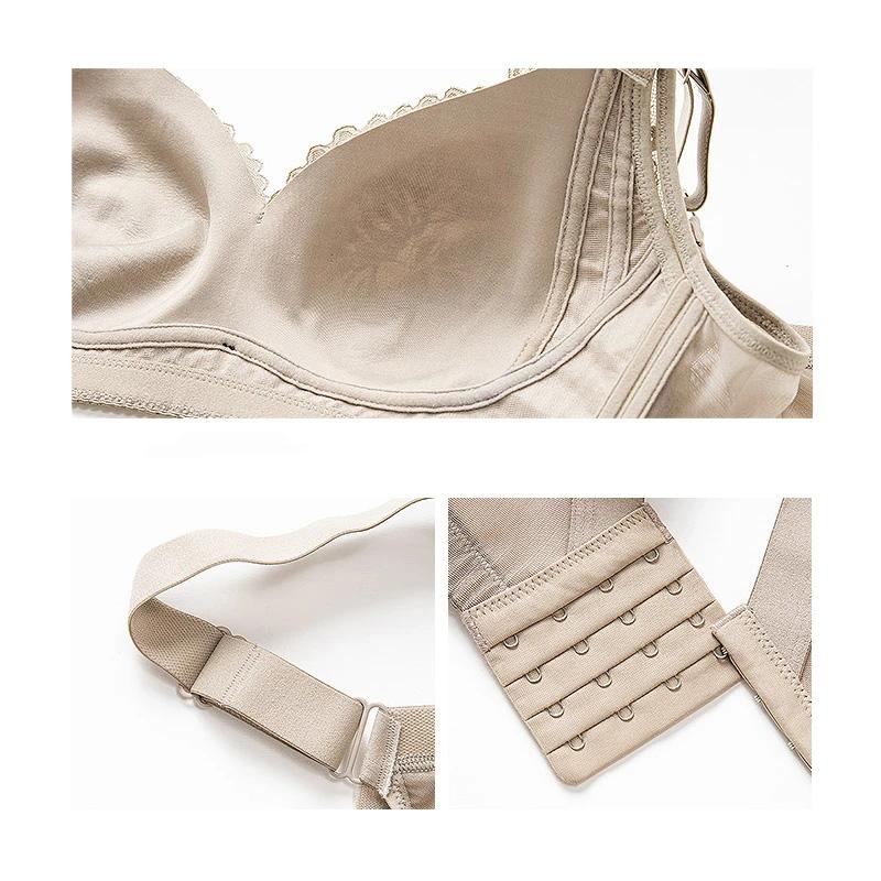B C D Women's 3D Mask Cup Underwear No Rims Comfortable Full Cup for Big Breasts Female Sexy Lace Mesh Adjustable Brassiere Soft Thin Pad Top Bra