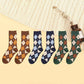 Six Pairs of Women's Socks Korean Fashion Plaid High Socks Autumn and Winter Retro Wild Pile Socks