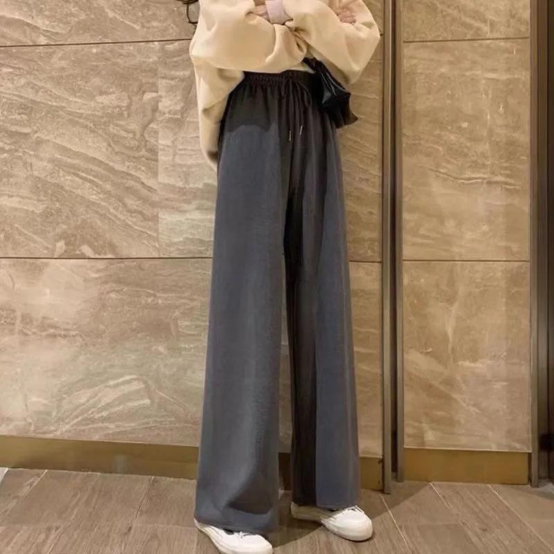 Women's Spring and Summer Casual Sports Pants Student Korean Style Loose Wide-leg Pants High-waisted Slim Vertical Straight-leg Pants Mopping Trousers