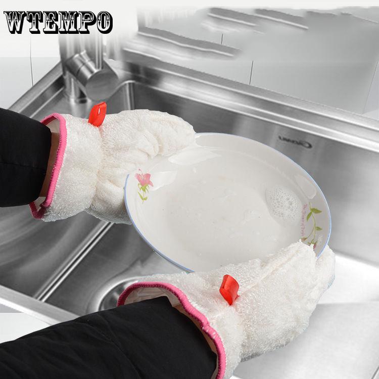 Bamboo Fiber Dishwashing Gloves Kitchen Cleaning Dish Brush