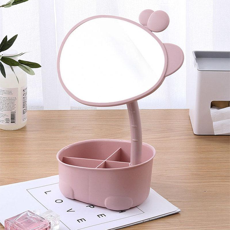Rotating Vanity Mirror with Storage Home Dormitory Desktop Makeup Mirror Makeup Remover Princess Mirror