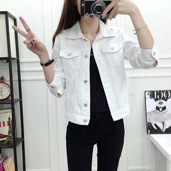 Women's Spring and Autumn Lapel Solid Color Casual Denim Buttons Blazer Large Size Casual Streetwear Short Jacket Cardigan