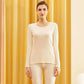 Women's Long Sleeve Cotton Thermal Underwear Round Neck Solid Color Bottoming Pajama Set Slim Fit Elastic Pants Two Piece Set Sleeping Suit