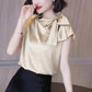Women's Summer Chiffon Top Loose Large Size Solid Color Short Sleeve Top
