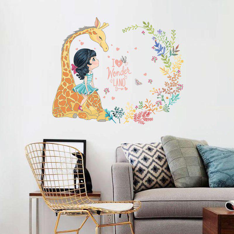 [Wall sticker] creative cartoon Love giraffe girl wall stickers for kids rooms nursery baby bedroom