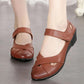 Women's Flat Sandals Summer Casual Flat PU Leather Sandals Mother Shoes Soft Bottom Comfortable Breathable Non-slip Sandals