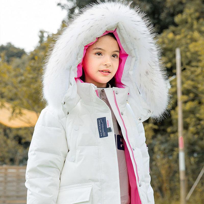 Girls Mid-length Warm Down Jacket Korean Version of Thick and Velvet Windproof Winter Jacket