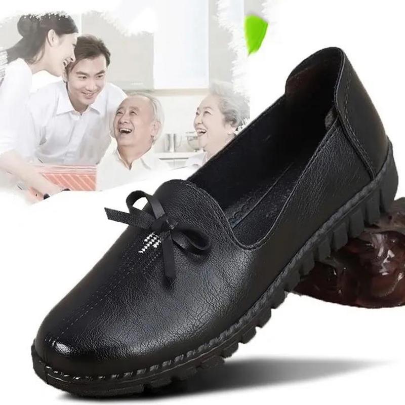 Non-slip Soft Mother Shoes Slip-on Casual Women's Shoes Soft Leather Soft Bottom Non-slip Leather Shoes Single Shoes