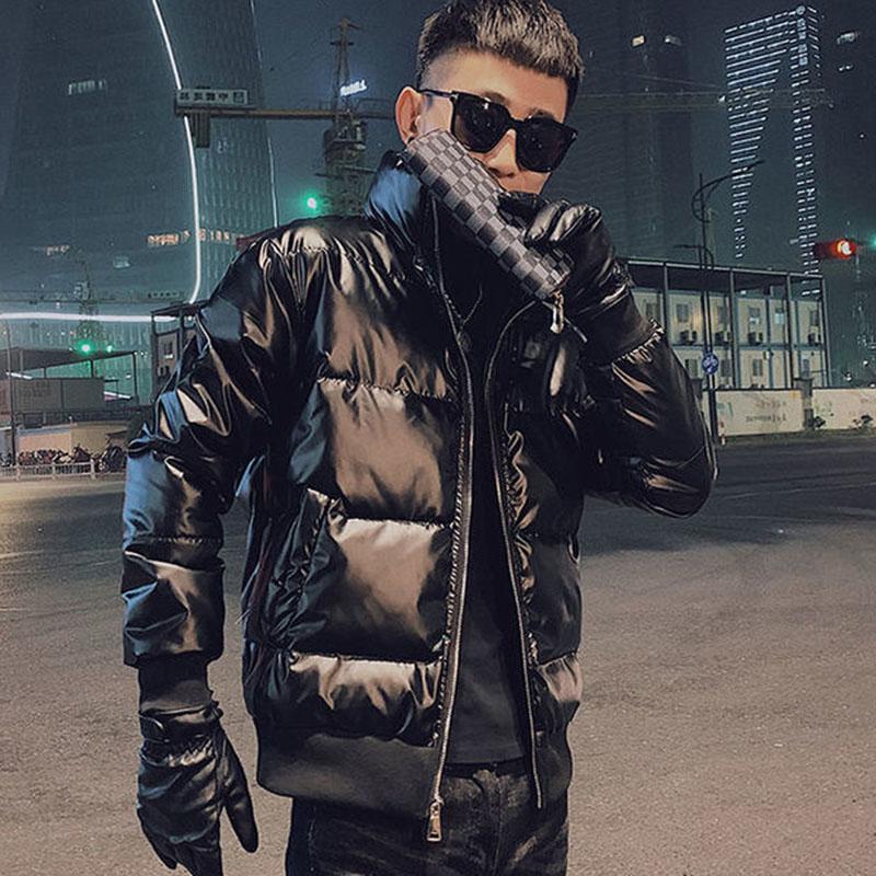 Men's Jacket Winter Coat Men's Tide Korean Style Stand-up Collar Short Shiny Cotton Jacket Trend Padded Jacket Men