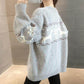Lazy Style Knitted Cardigan Women's Autumn and Winter Loose School Style V-neck Long-sleeved Sweater Jacket