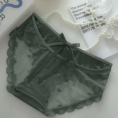 Sexy Panties Female Lace Seamless Transparent Mesh Hollow Underwear Large Size Charming Temptation Girl Briefs Pure Cotton Inner Crotch Ladies Panties