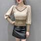 Autumn Winter Long-sleeved Pullover V-neck All-match Sweater with Knitted Tops for Women Slim Fit