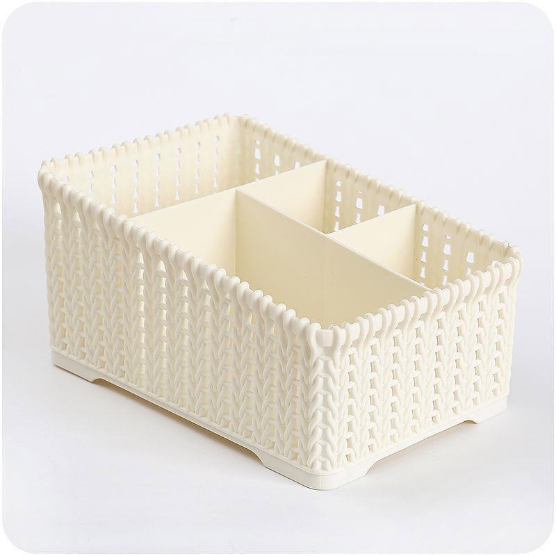 Desktop Storage Basket Imitation Rattan Cosmetic Storage Box Home Office Multi-function Remote Control Clutter Sorting