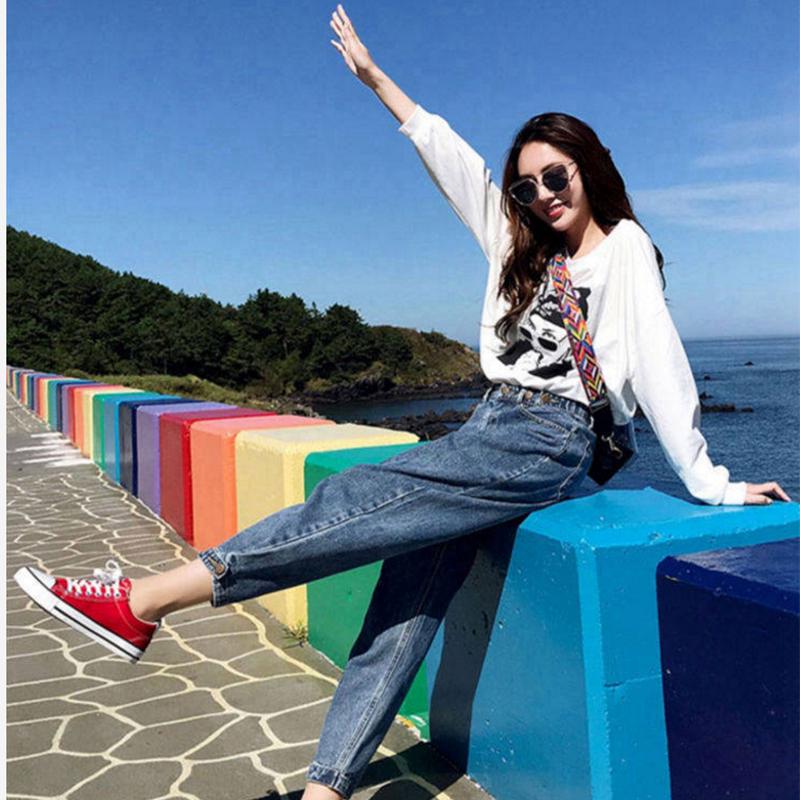 WTEMPO Jeans Female Straight Loose Loose Thin High Waist Dad Pants Wearing Wide Legs Was Thin Pants