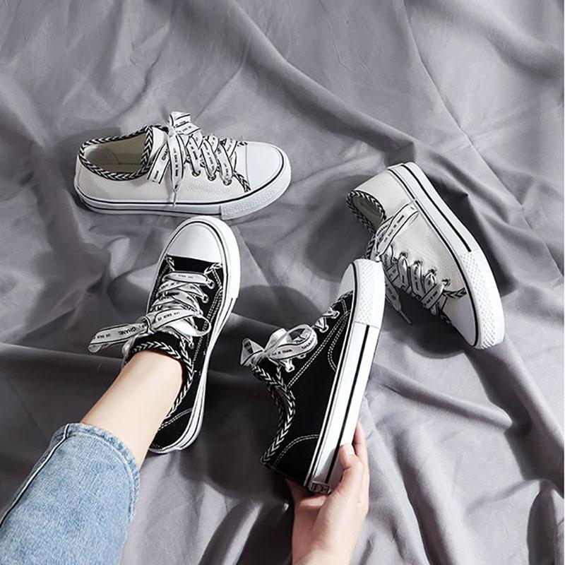 Canvas Shoes Women Korean Casual Shoes Spring and Summer Students Flat White Shoes Sneakers