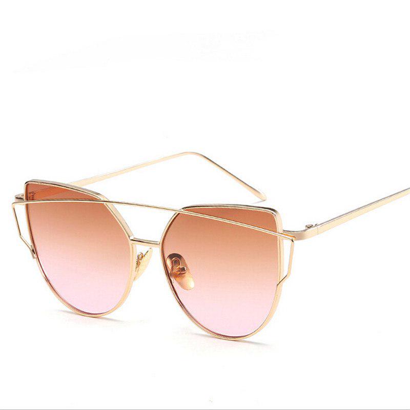 WTEMPO Double Beam Metal Cat Eye Sunglasses Women Oval Colorful Lady Sunglasses 2019 Oval Frame Vint