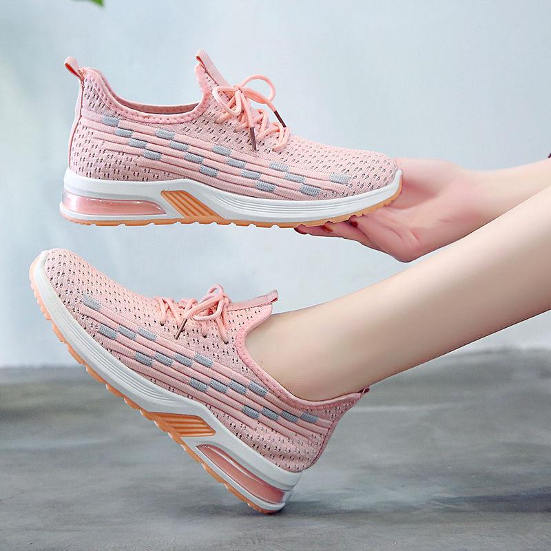Spring Summer Air Cushion Sports Shoes Women's Single Shoes Casual Ladies Soft Bottom Breathable Running Shoes All-match