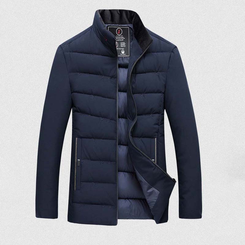 Winter New Style Men's Mid-length Thick Warm Cotton Padded Jacket Young and Middle-aged Stand-up Collar Slim Padded Jacket