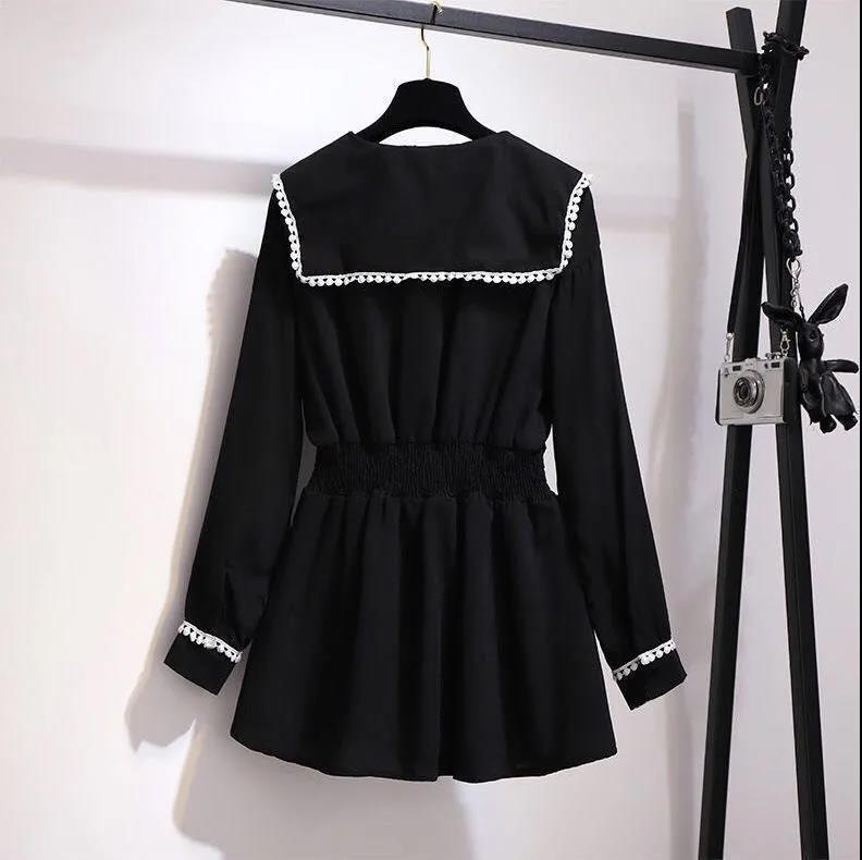 2021 Spring and Autumn Two-piece Plus Size Women's Fashion Slim and Loose Black Suit Women