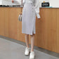 Irregular Chiffon Hip Skirt Beaded Button Women's Spring and Summer New High Waist Mid-length Skirt Split Black Professional Office Skirt