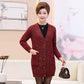 Autumn and Winter V-neck Cardigan Sweater Mid-length Casual Slim Jacket Simple Middle-aged and Elderly Ladies Jacket