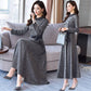 Women Vintage Front Button A-line Party Dress Long Sleeve Elegant Mini Dress Fashion Dress