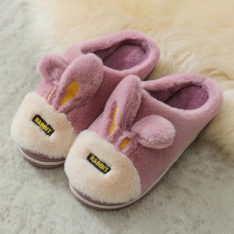 Cotton Slippers Women's Autumn and Winter Warm Indoor Non-slip Thick Bottom Thickened Plush Cotton Slippers
