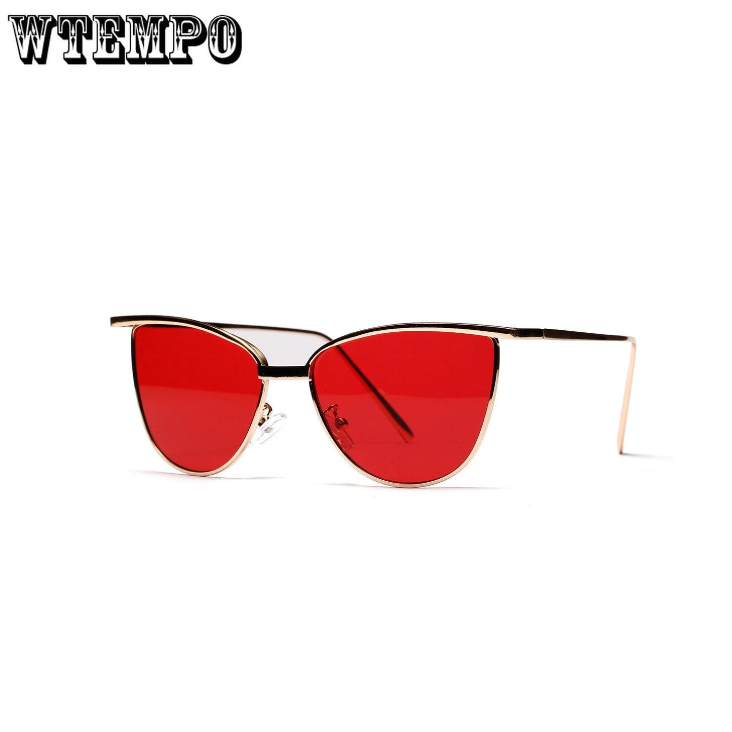 WTEMPO Cat Eye Metal Sunglasses Men Small Frame Transparent Color Ocean Sheet Glasses
