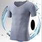 Summer Men's Ice Silk Seamless Short-sleeved Solid Color Stretch Men's T-shirt V-neck Quick-drying Thin Section Slim Half-sleeved Bottoming Shirt