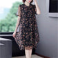 Chiffon Floral  Dress L-XXXXXL Women's Summer Veil Short Sleeve Round Neck Lightweight and Breathable