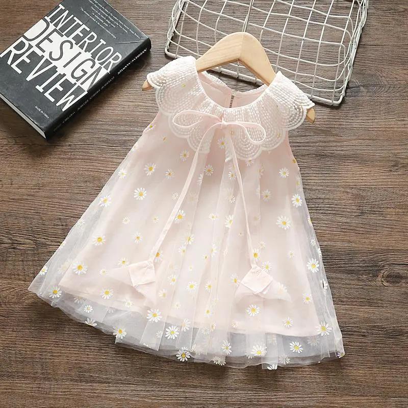 Girls Dress Summer Flower Skirt Girl Baby Cute Princess Skirt Fluffy Girl Sleeveless A-line Skirt Mesh Dress