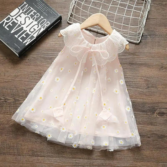 Girls Dress Summer Flower Skirt Girl Baby Cute Princess Skirt Fluffy Girl Sleeveless A-line Skirt Mesh Dress